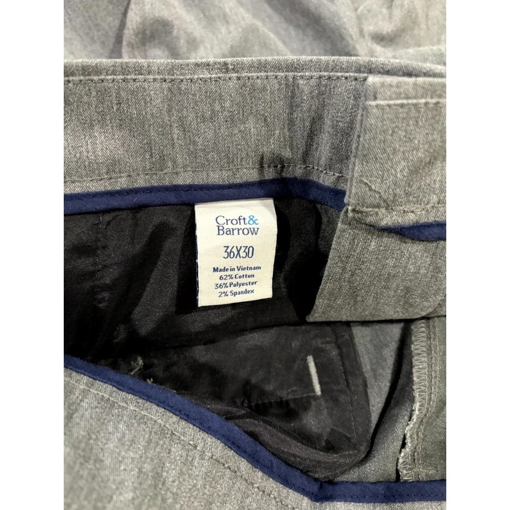 Croft‎ & Barrow Chino Pants Mens 36x30 Gray Cotton Stretch Easy Care Classic Fit